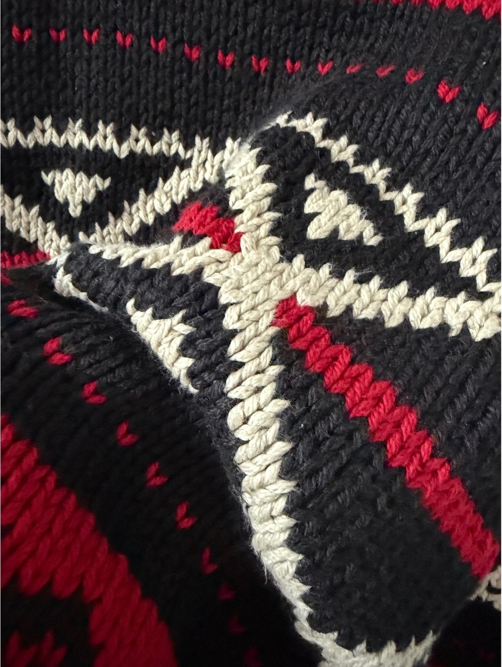 Ralph Lauren VTG 100%Cotton Hand Knit Shawl Neck Aztec Pattern Sweater Size L - Picture 5 of 8